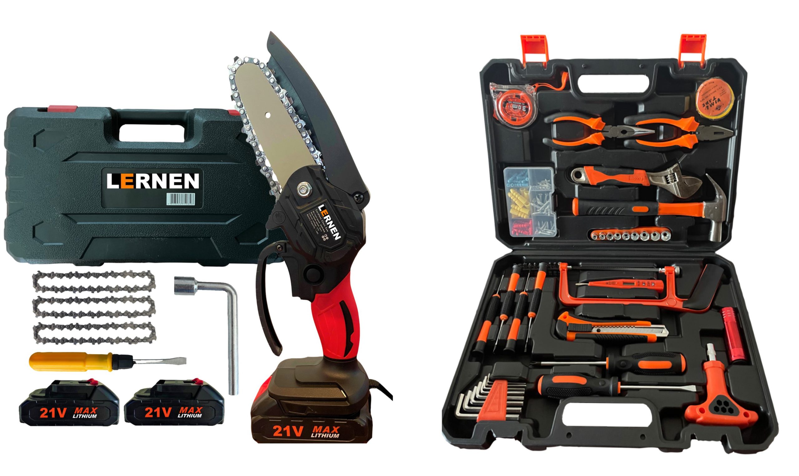 PACK LERNEN MOTOSIERRA PODADORA 2 BATERIAS + SET DE HERRAMIENTAS - 1