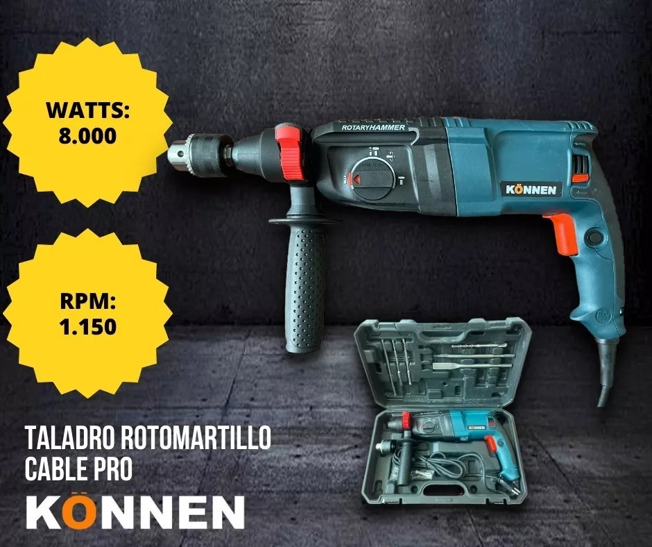 KIT KONNEN ROTO800 ROTOMARTILLO 800 W + MALETÍN PORTÁTIL + ACCESORIOS - 2