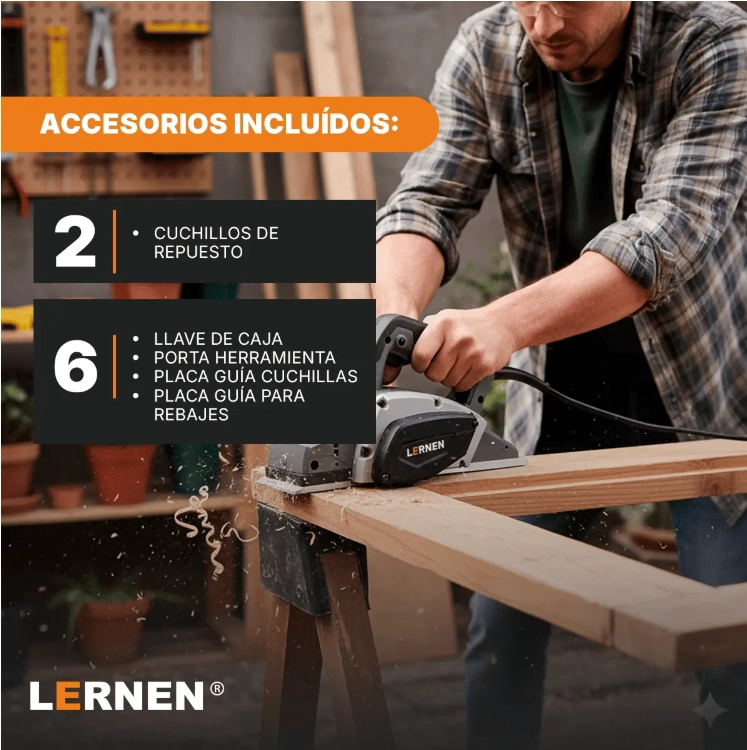 PACK LERNEN CEPILLO ELECTRICO CARPINTERIA + SET DE HERRAMIENTAS - 5