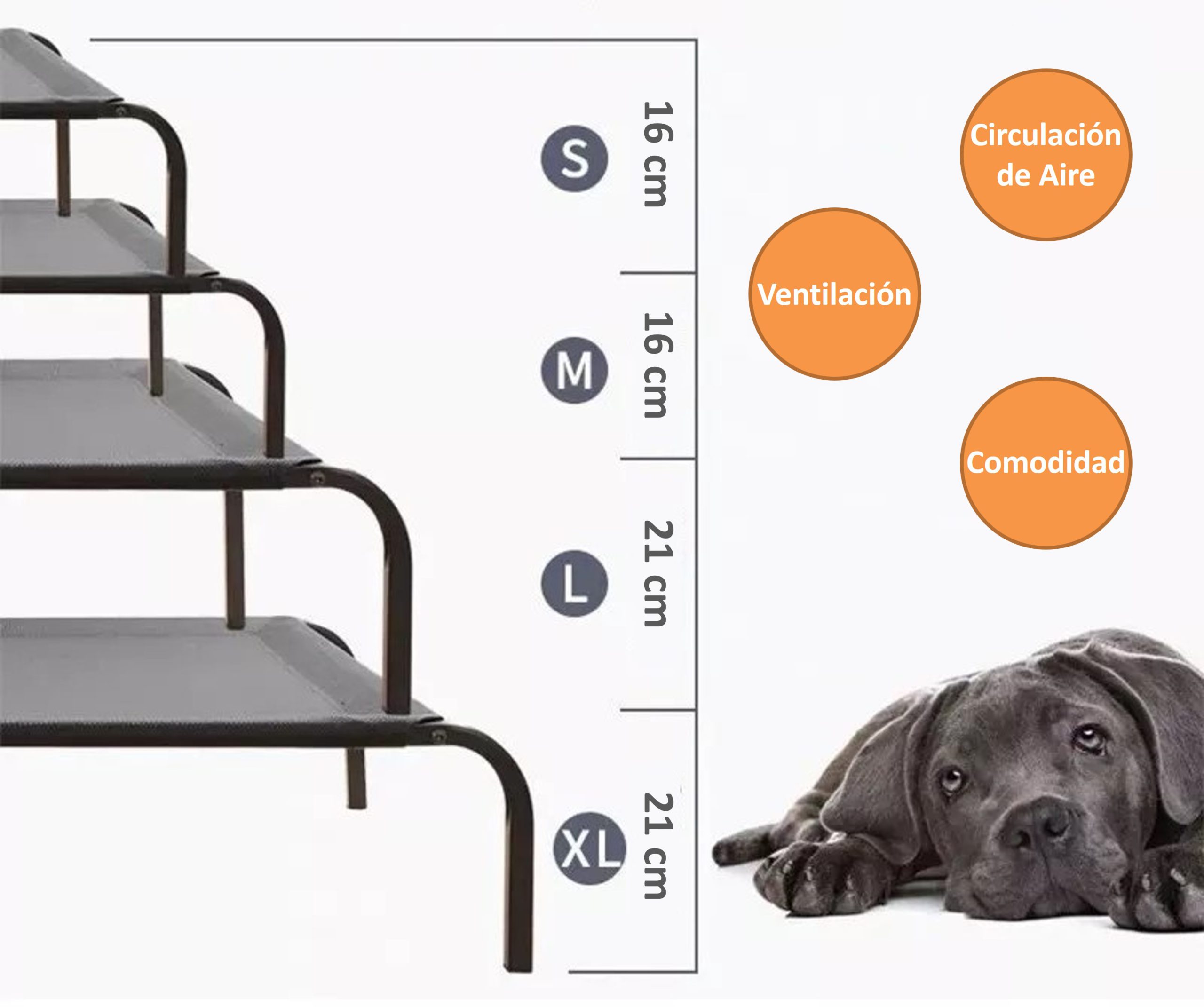 CAMA REFRESCANTE EN ALTURA PARA PERROS GATOS TALLA XL - 3