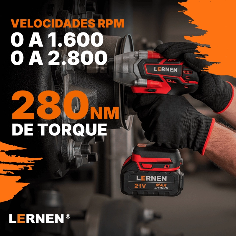 LLAVE DE IMPACTO 1/2 LERNEN + 2 BATERÍAS + ACCESORIOS - 4