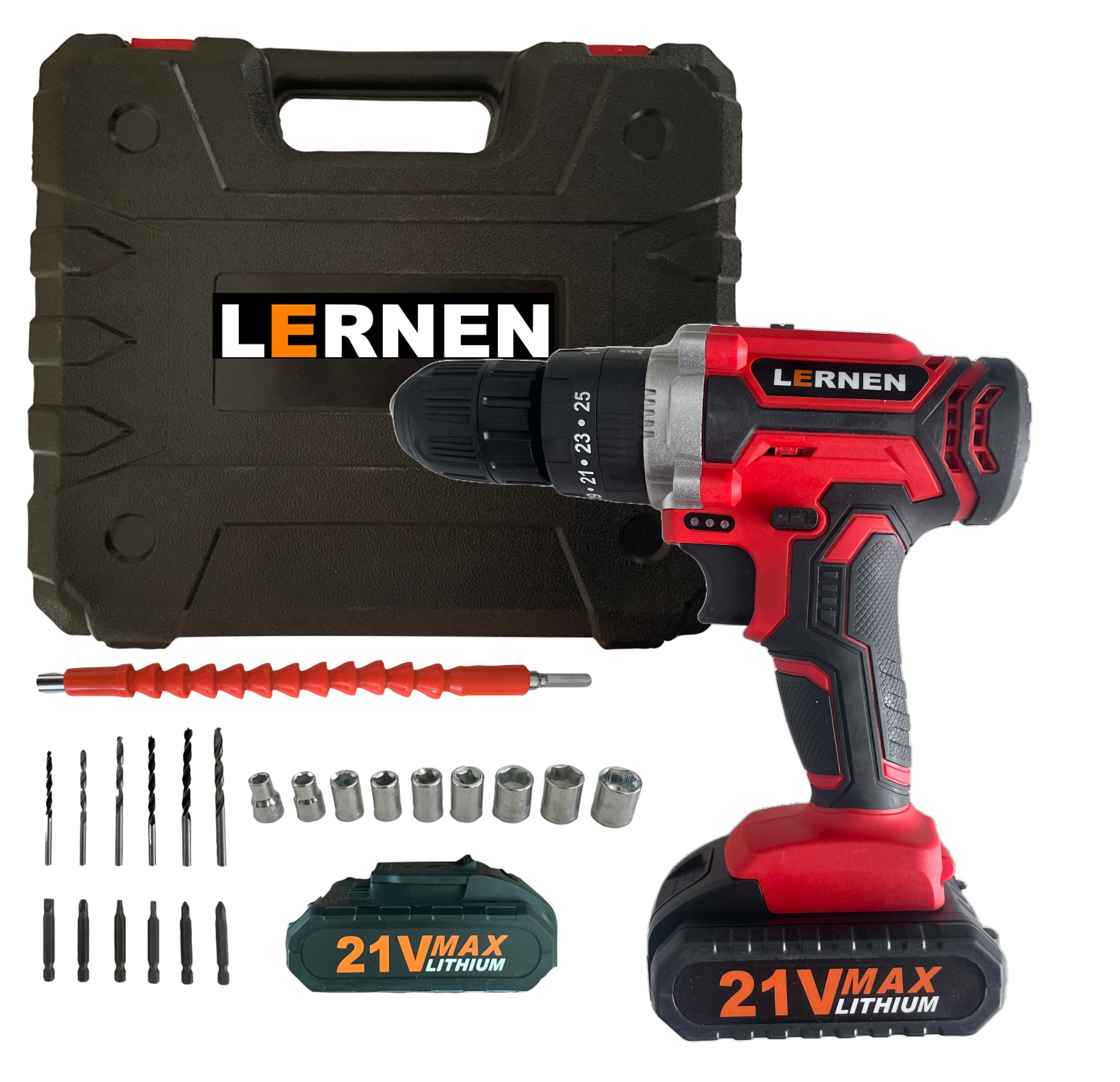 TALADRO PERCUTOR DESTORNILLADOR INALÁMBRICO 21V + 2 BATERÍAS - 1