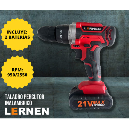 TALADRO PERCUTOR DESTORNILLADOR INALÁMBRICO 21V + 2 BATERÍAS - 2