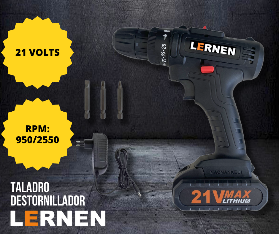 TALADRO LERNEN TPI2BAT DESTORNILLADOR INALÁMBRICO 21 V CON BROCAS - 2