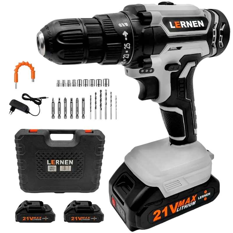 KIT LERNEN TI2BAT TALADRO DESTORNILLADOR INALAMBRICO 21 V 2 BATERIAS - 1