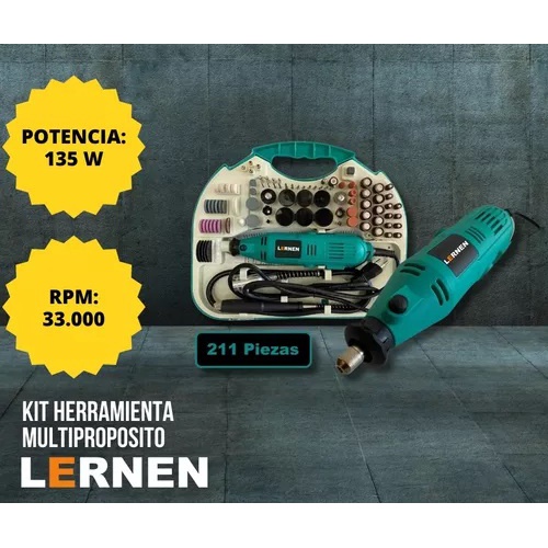 HERRAMIENTA MULTIPROPOSITO LERNEN KIT TIPO DREMEL 135 W 211 PIEZAS - 2