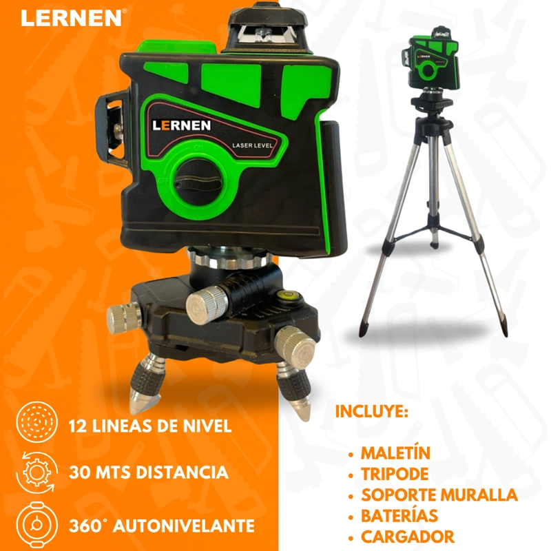 NIVEL LASER 12 LINEAS MALETIN TRIPODE Y DOS BATERIAS - 2