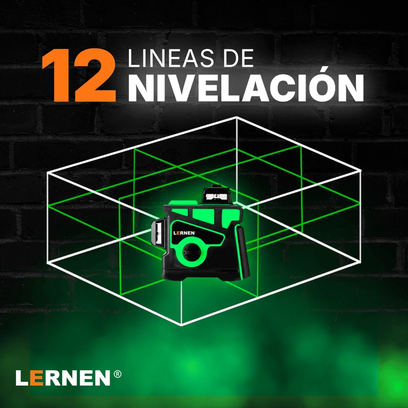 NIVEL LASER 12 LINEAS MALETIN TRIPODE Y DOS BATERIAS - 6