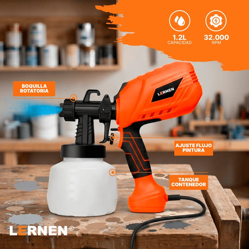PISTOLA LERNEN ELÉCTRICA PINTURA 550 W PINTAR COMPRESOR - 4