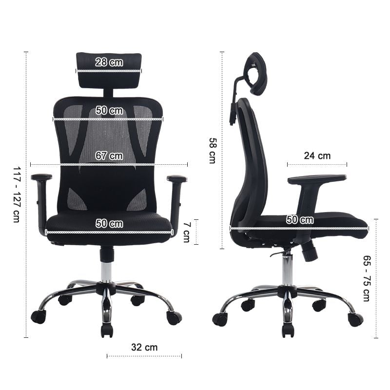 SILLA OFICINA LERNEN SOERME-PRO NEGRO EJECUTIVA CON APOYA BRAZOS AJUSTABLES - 6