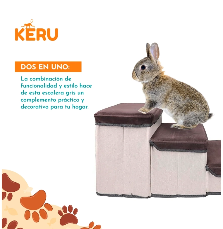 ESCALERA MUEBLE PARA PERROS GRIS - 2