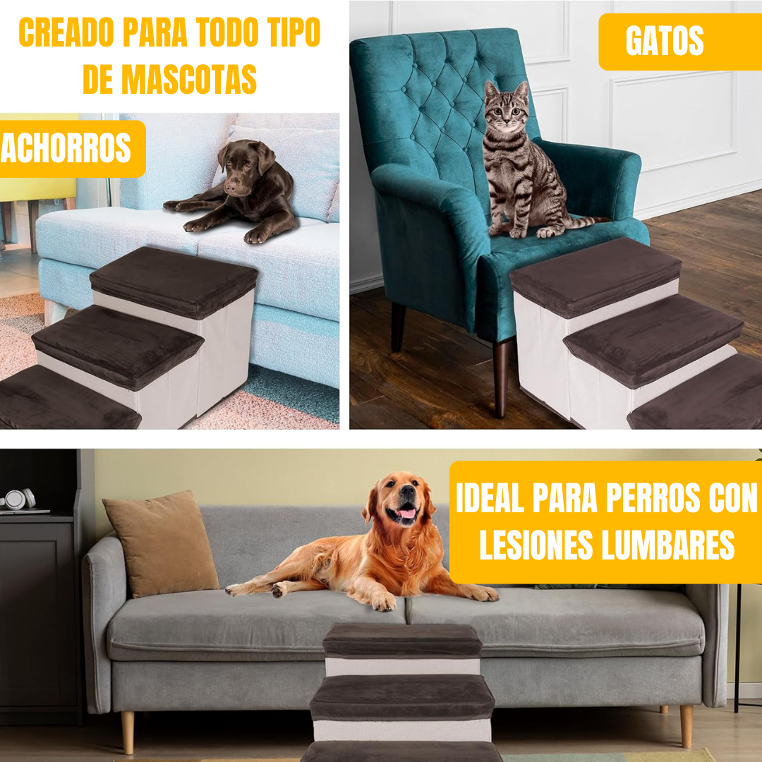 ESCALERA MUEBLE PARA PERROS GRIS - 3
