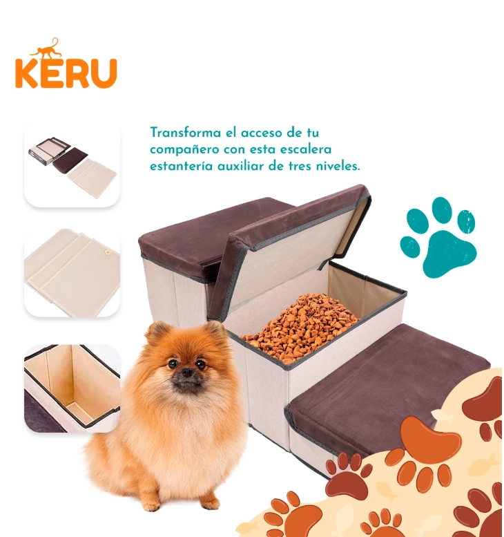 ESCALERA MUEBLE PARA PERROS GRIS - 5
