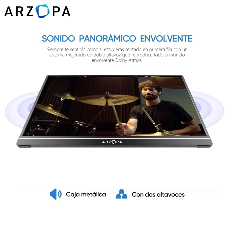 MONITOR PORTÁTIL ARZOPA A1 GAMUT – 15.6″ (CON TAPA) - 4