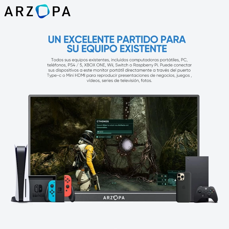MONITOR PORTÁTIL ARZOPA A1S – 14″ - 4