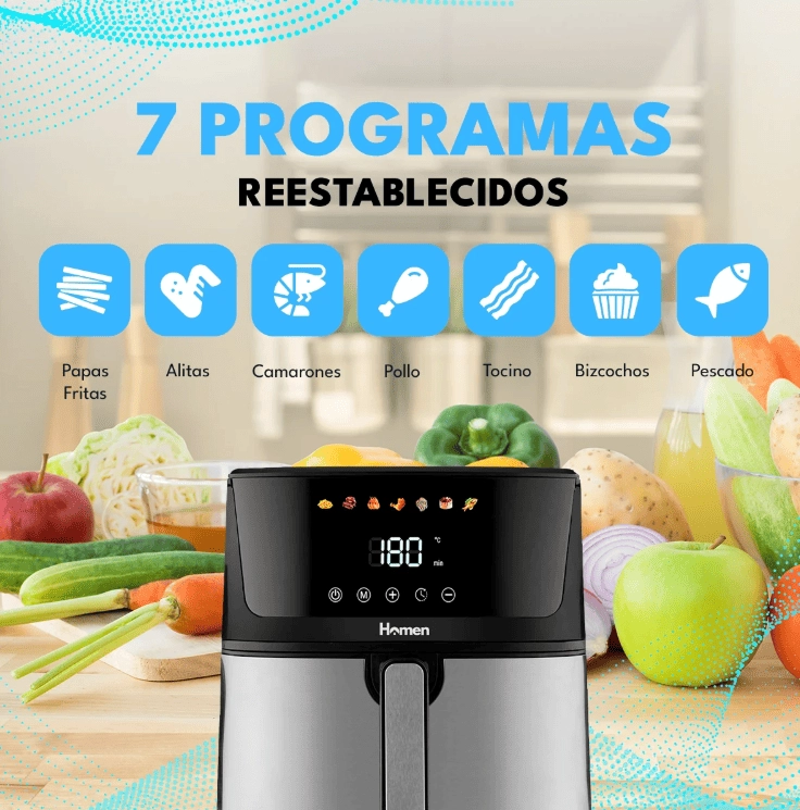 FREIDORA DE AIRE 8 LITROS 1.700W HOMEN CON PANEL TOUCH - 3