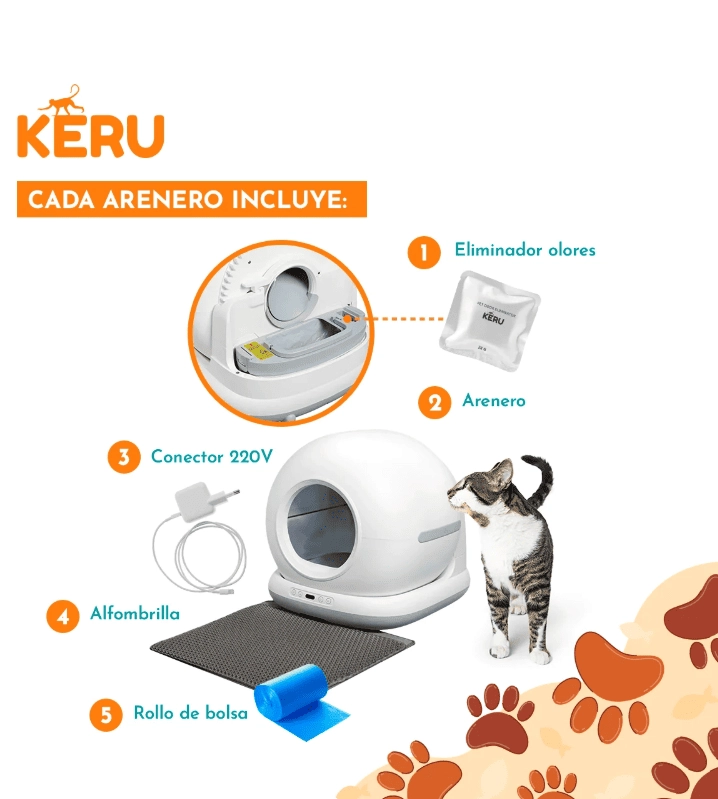 ARENERO INTELIGENTE AUTOMATICO WIFI PARA GATOS CON APP - 6