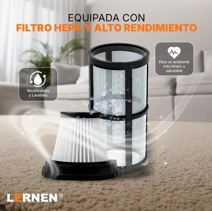ASPIRADORA INALAMBRICA LERNEN 21V + 2 BATERIAS + ACCESORIOS - 4