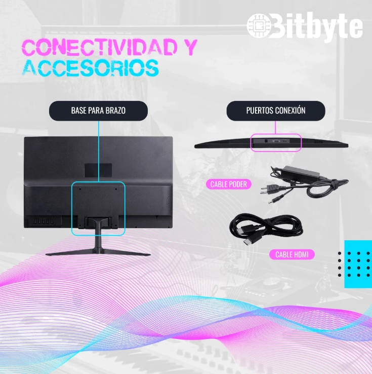 MONITOR BITBYTE 19'' 1440×900 VGA + HDMI 5MS COLOR NEGRO - 5