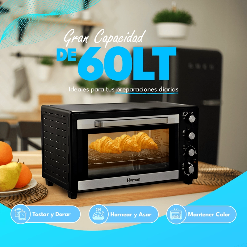 HORNO ELECTRICO HOMEN 60 LT 2.000 W - 2