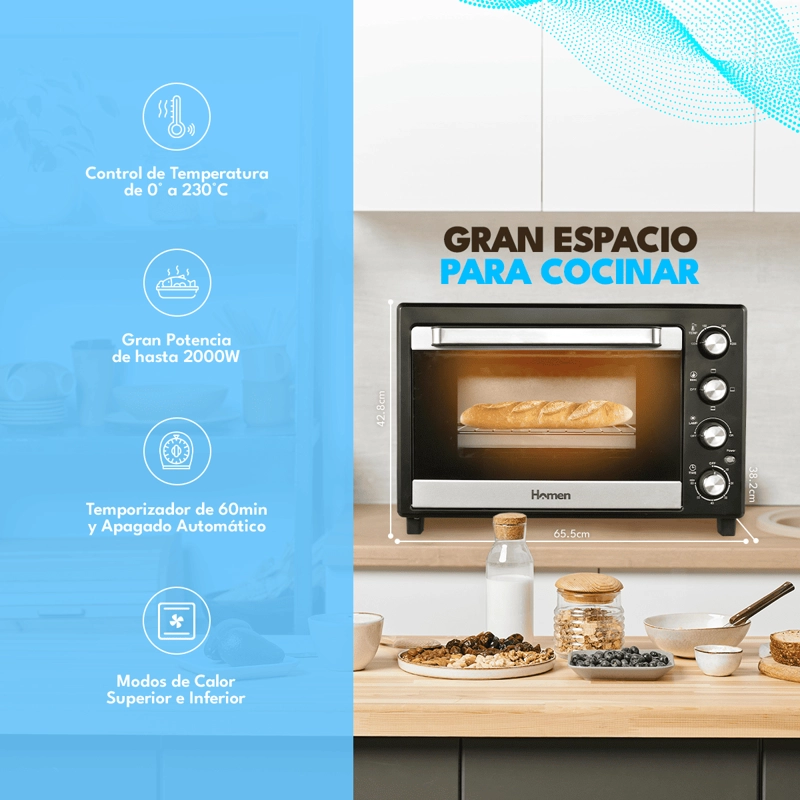 HORNO ELECTRICO HOMEN 60 LT 2.000 W - 4