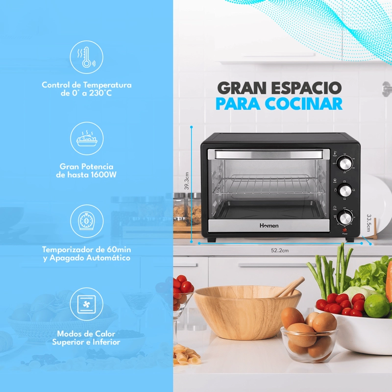 HORNO ELECTRICO HOMEN 34 LT 1.600 W - 3