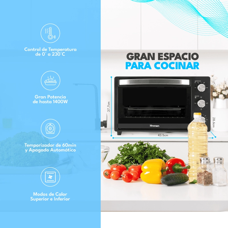 HORNO ELECTRICO HOMEN 23 LT 1.400 W - 3