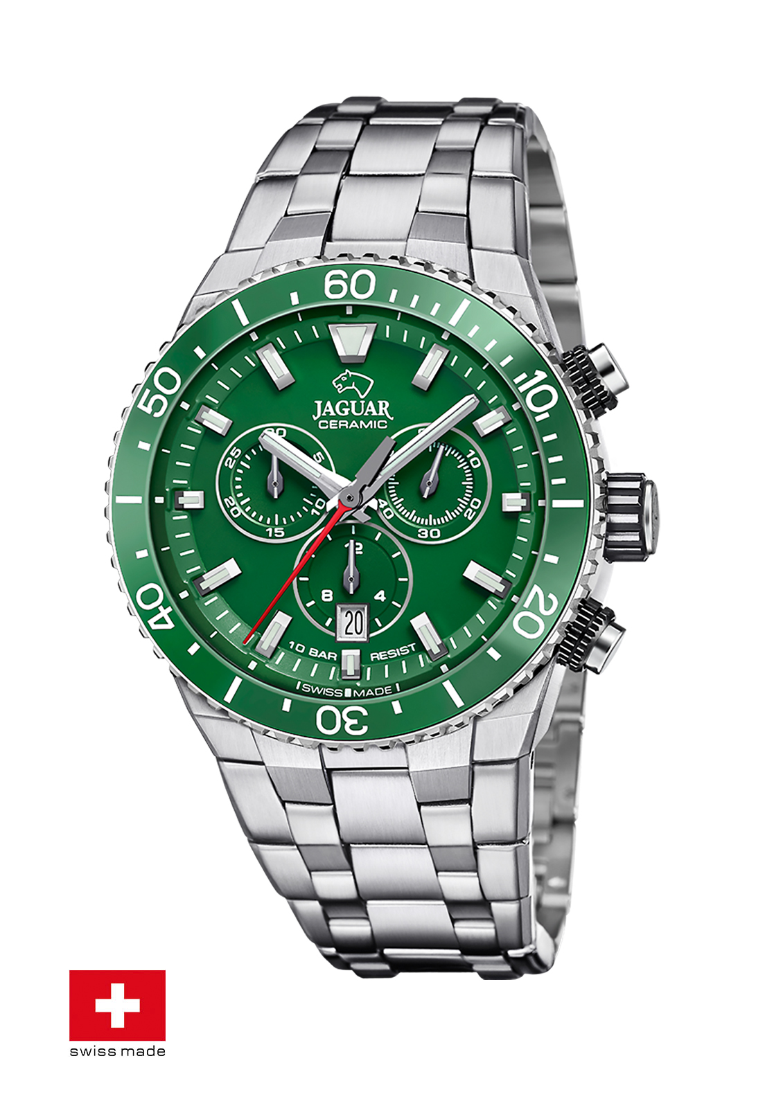 JAGUAR Orologio Uomo Acciaio 316L Verde - Quarzo, Data