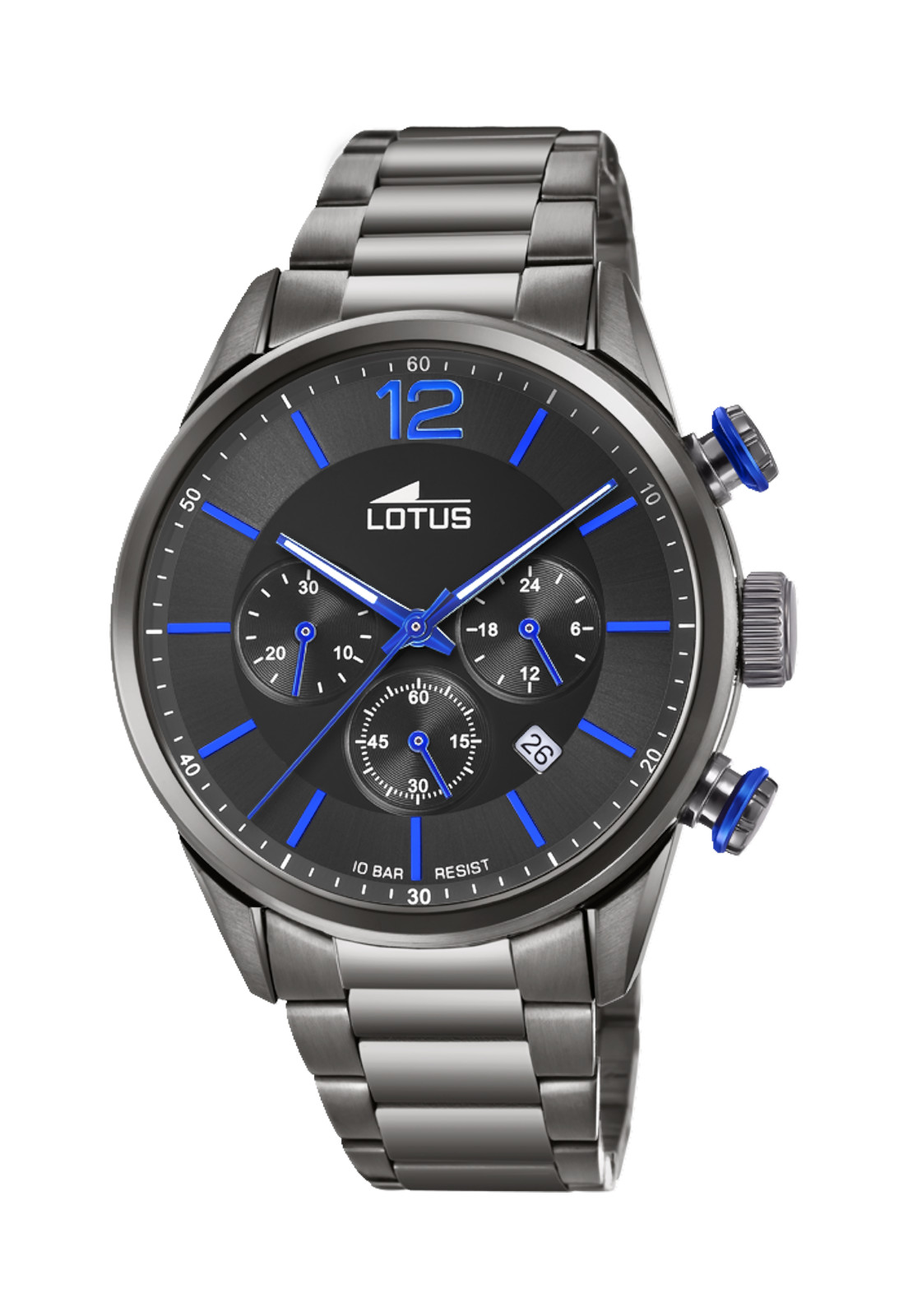 RELOJ 18686/3 LOTUS NEGRO HOMBRE CHRONO - 1