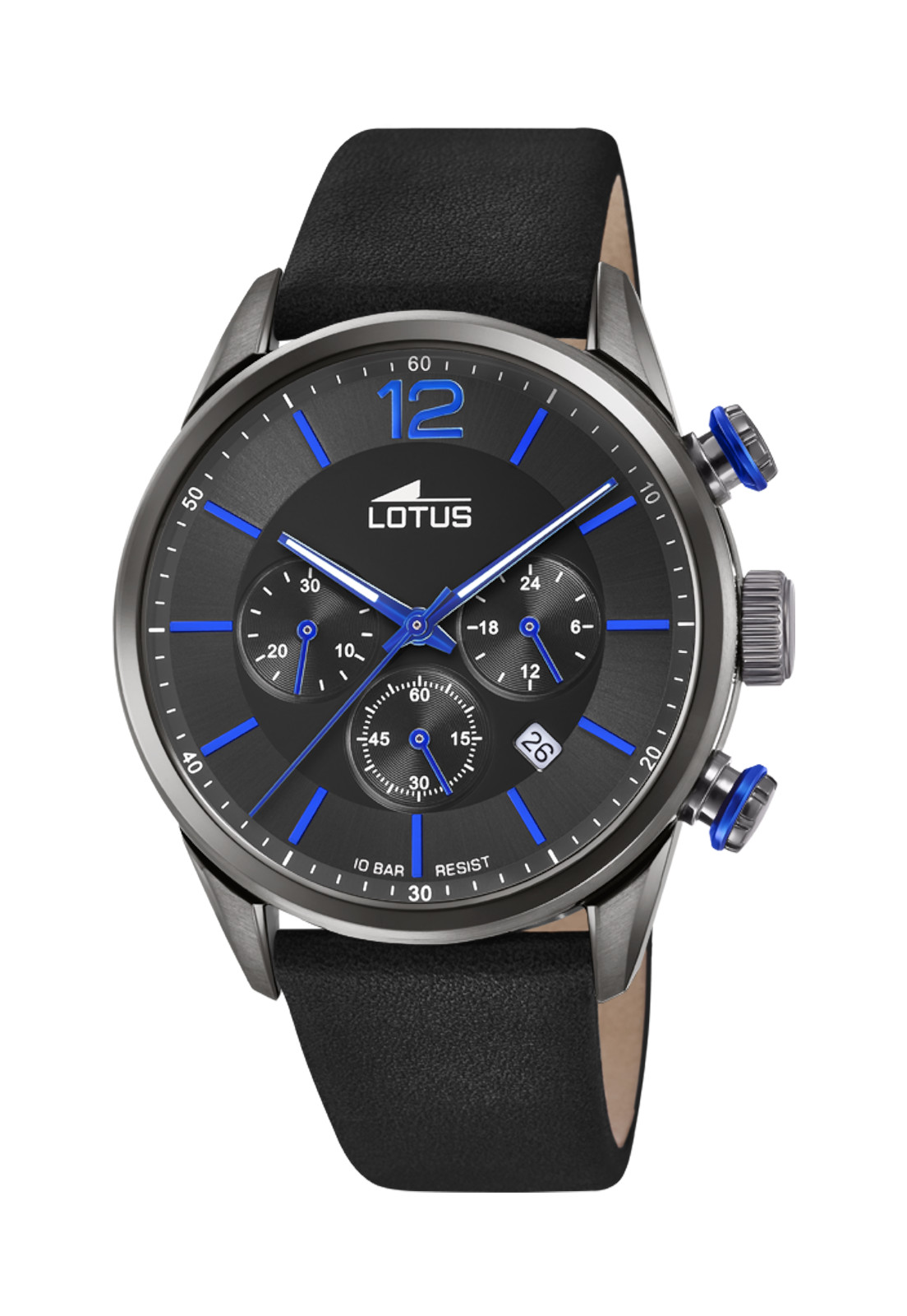 RELOJ 18687/3 LOTUS NEGRO HOMBRE CHRONO - 1