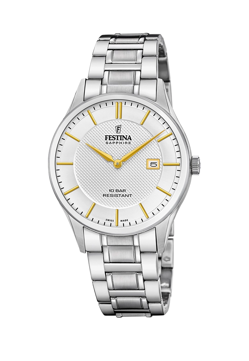 RELOJ F20067/2 FESTINA SWISS PLATA HOMBRE ACERO CLASICO - 1