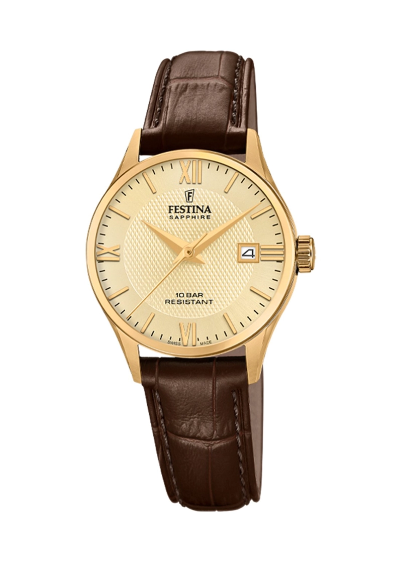 RELOJ F20011/6 FESTINA SWISS DORADO MUJER CORREA CLASICO - 1