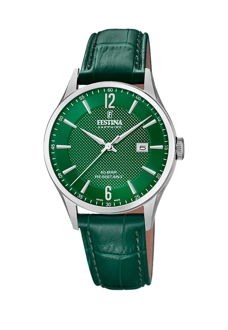 RELOJ F20007/5 FESTINA SWISS VERDE HOMBRE CORREA CLASICO - 1