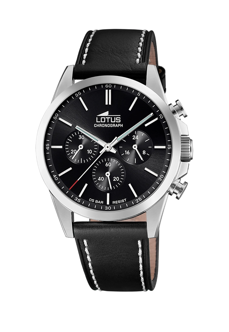 RELOJ 18990/4 LOTUS NEGRO HOMBRE CHRONO - 1