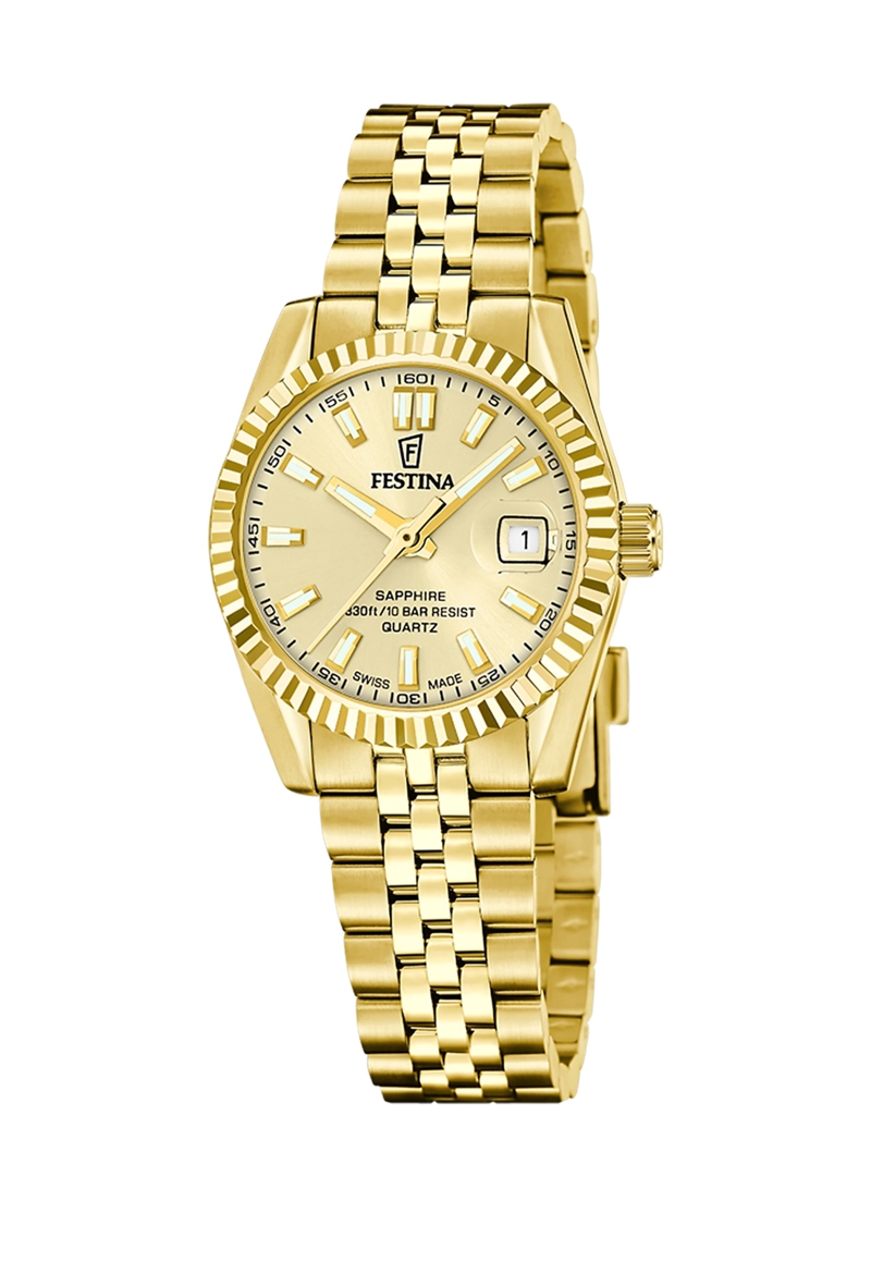 RELOJ F20089/2 FESTINA SWISS DORADO MUJER ACERO CLASICO - 1