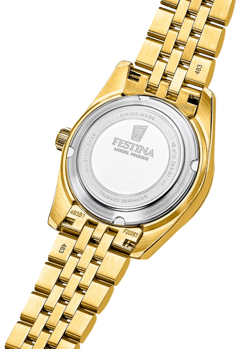 RELOJ F20089/2 FESTINA SWISS DORADO MUJER ACERO CLASICO - 3