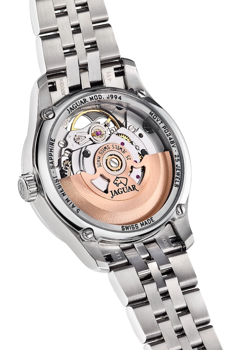 RELOJ J994/5 JAGUAR SWISS PLATEADO MUJER AUTOMATICO - 4