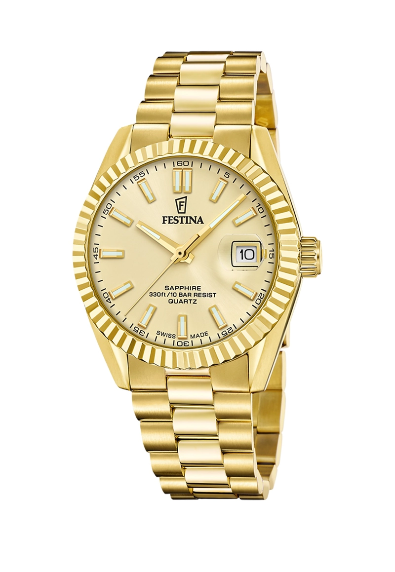 RELOJ F20086/A FESTINA SWISS DORADO HOMBRE ACERO CLASICO - 1