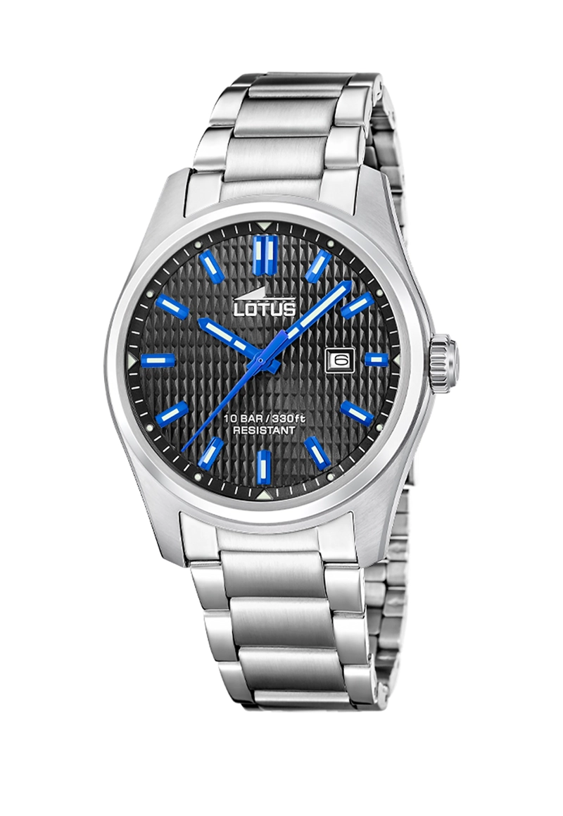 RELOJ 19060/6 LOTUS NEGRO HOMBRE ACERO CLASICO - 1