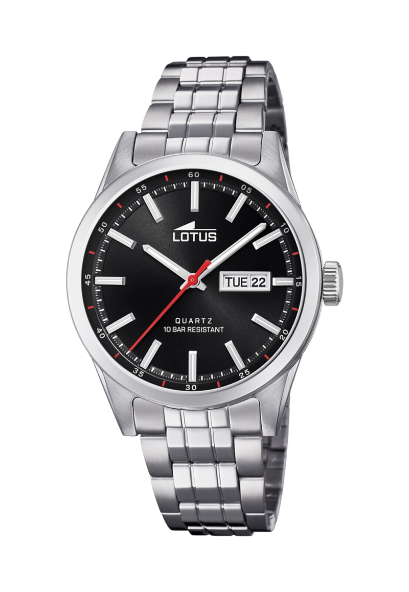 RELOJ 18670/4 LOTUS NEGRO HOMBRE ACERO CLASICO - 1