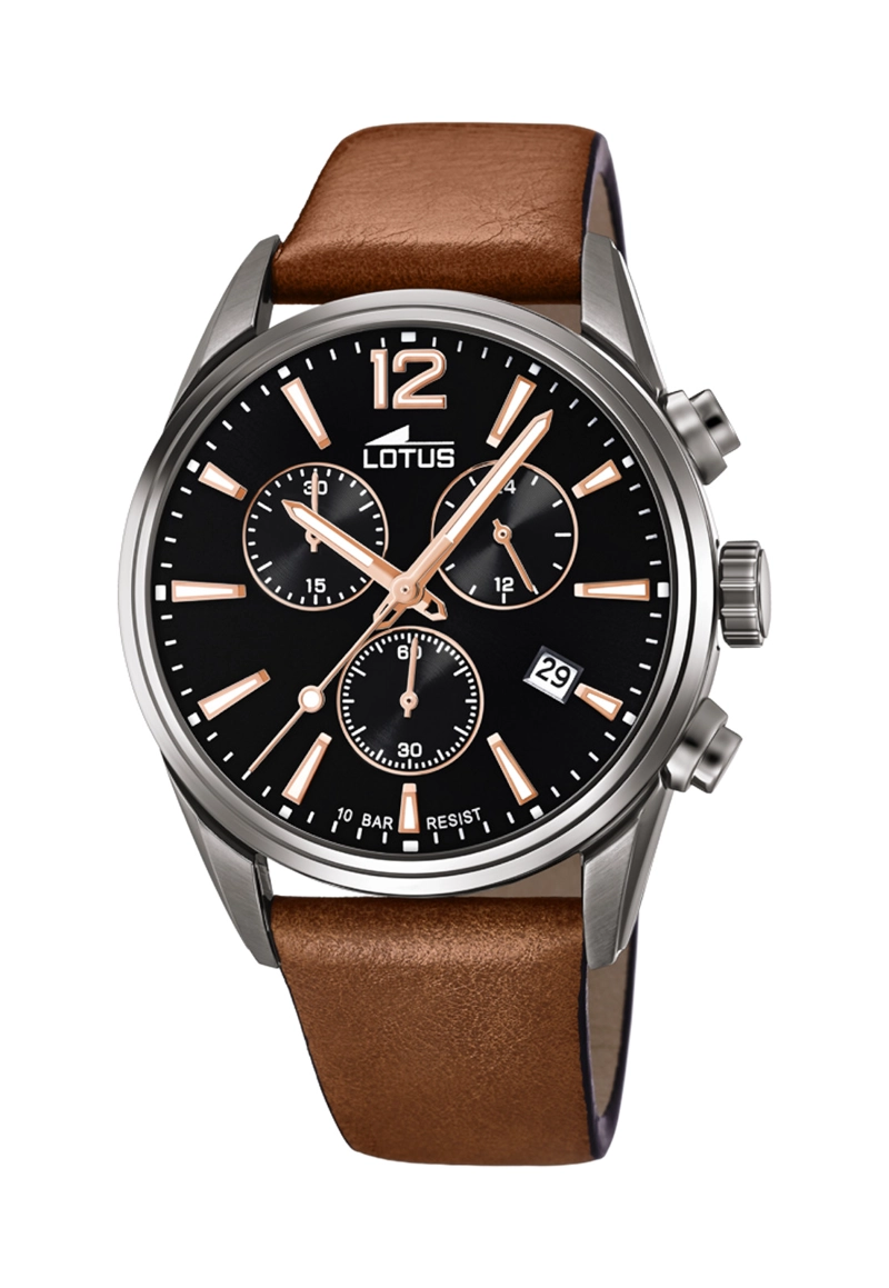 RELOJ 18683/2 LOTUS NEGRO HOMBRE CHRONO - 1