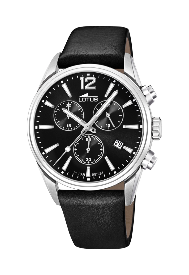 RELOJ 18691/3 LOTUS NEGRO HOMBRE CHRONO - 1