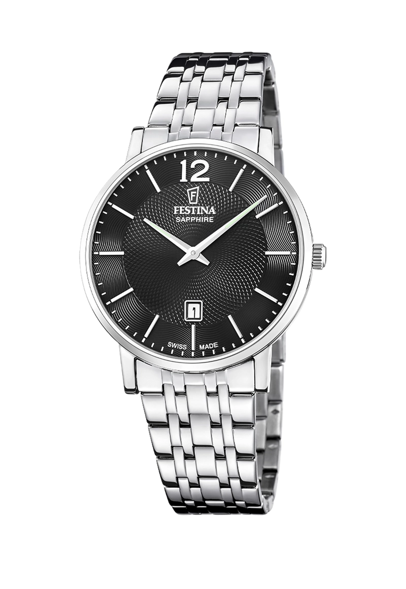 RELOJ F20045/7 FESTINA SWISS NEGRO HOMBRE ACERO CLASICO - 1