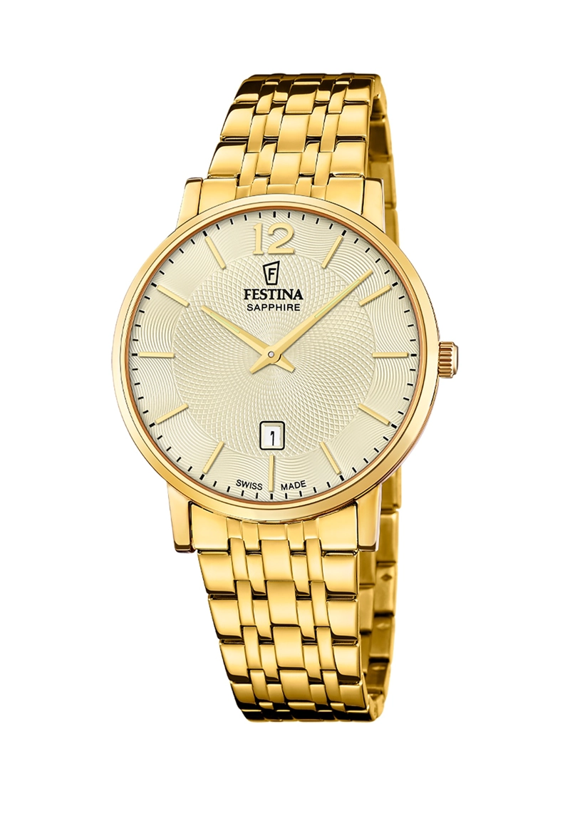 RELOJ F20046/7 FESTINA SWISS DORADO HOMBRE ACERO CLASICO - 1