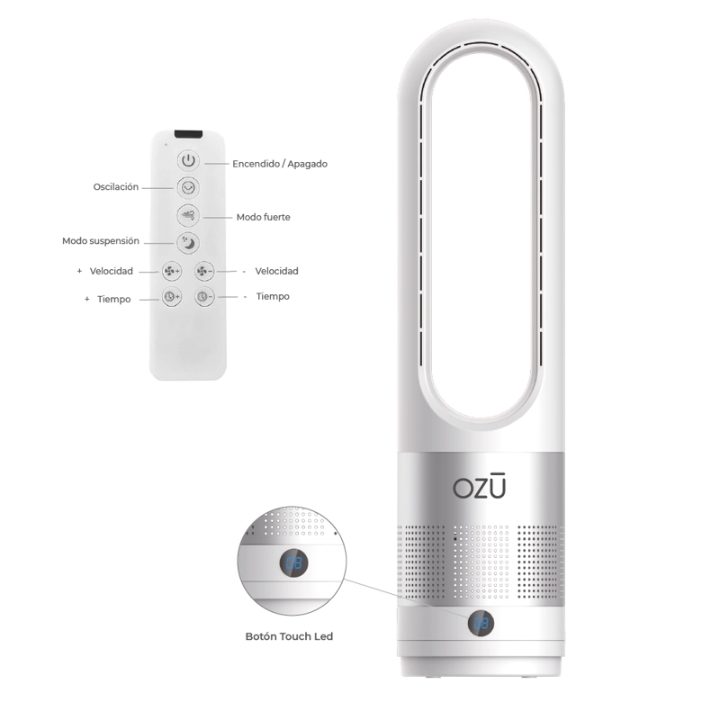 VENTILADOR TORRE OZU SIN ASPAS 22' - 4