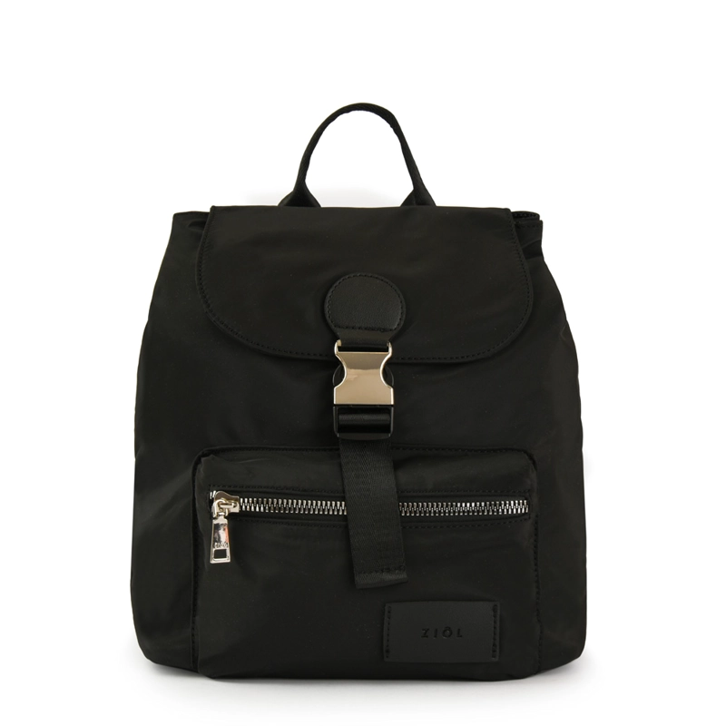 MOCHILA CON TAPA AMARA MEDIANA NEGRO - 1