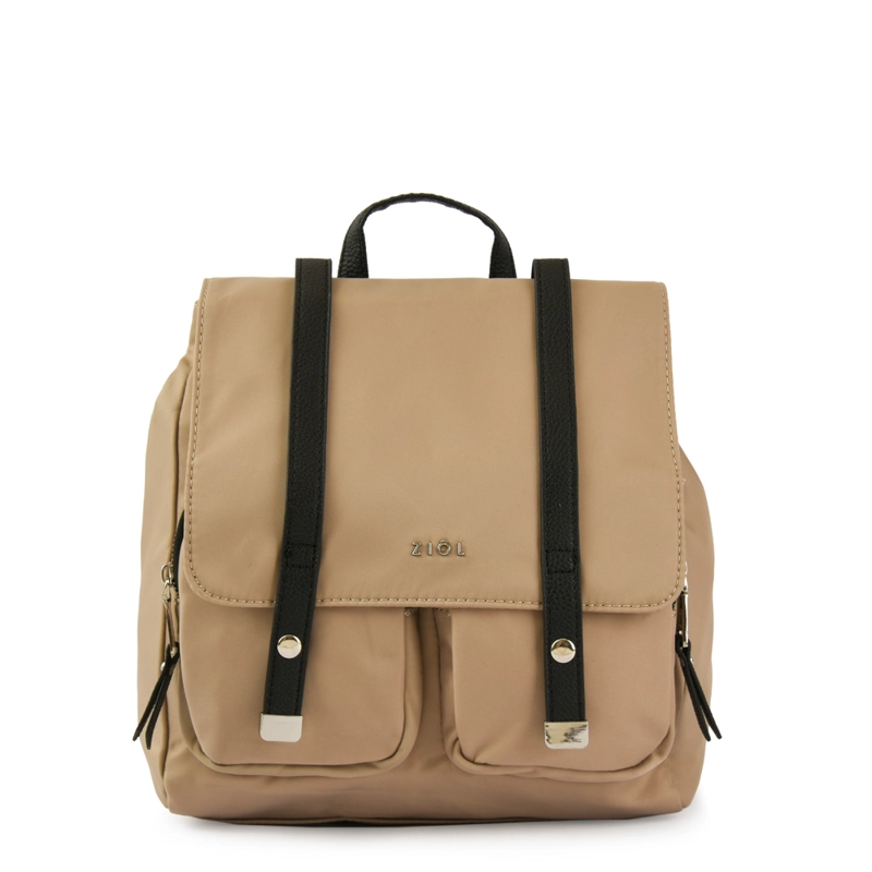 MOCHILA CON TAPA ERZURUM MEDIANA TAUPE - 1