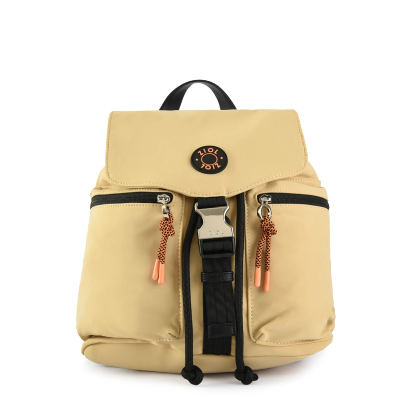 MOCHILA CON TAPA ELVAS MEDIANA BEIGE OSCURO - 1