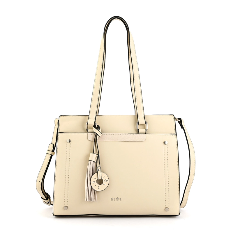 CARTERA TOTE TRES DIVISIONES INISA MEDIANA BLANCO CRUDO - 1