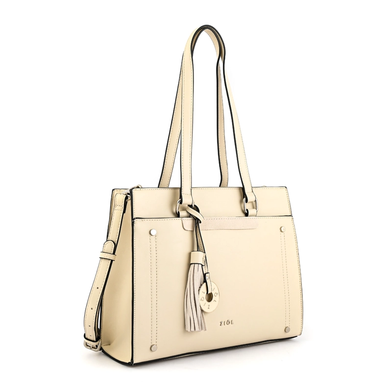 CARTERA TOTE TRES DIVISIONES INISA MEDIANA BLANCO CRUDO - 2